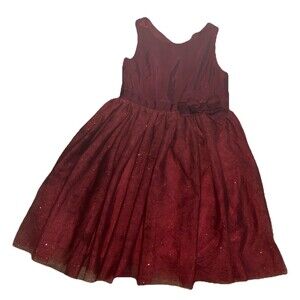 H &M Size 7 Burgundy Elegant Dress Party With Tulle Skirt Special Occasions